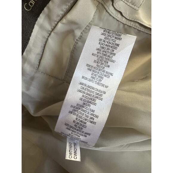 Calvin Klein Down Puffer Coat Faux Fur Hood Beige Full Zip Women's Size XL - Picture 7 of 15